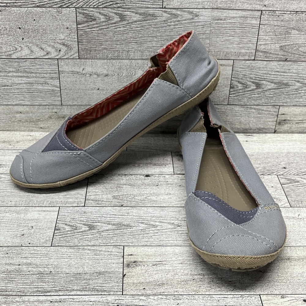 Crocs Angeline Gray Slip On Canvas Ballet Flats 15336 Women Size 7